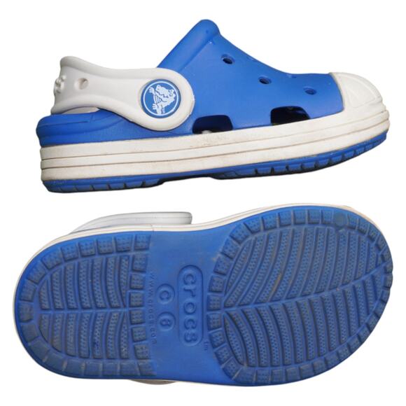 Kids Crocs Blue & White Clog Sandals Size C6 Slip-On Comfort Shoes - Picture 5 of 7